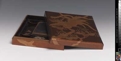 Scatola da scrittura, pietra per inchiostro, contenitore per acqua da Japanese School