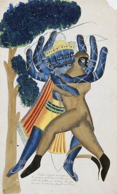 Ravana il re demone di Ceylon che combatte il figlio di Hanuman da School Kalighat