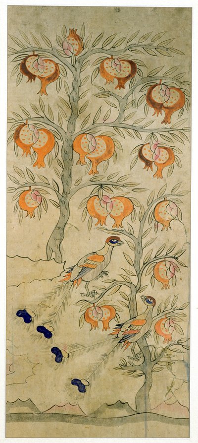 Pannello di un paravento a otto pieghe (pigmenti naturali su carta) da School Korean