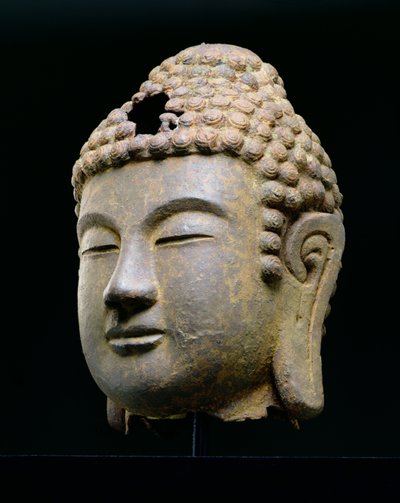 Testa di Buddha, coreana, fine VIII, inizio IX secolo d.C. (ferro battuto) da School Korean