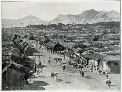 Veduta della strada principale di Seoul, capitale della Corea nel XIX secolo da School Korean