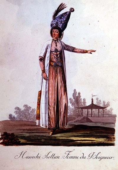 Moglie del Sultano, da un album di costumi turchi, fine XVIII secolo da School Levantine