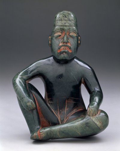 Figura seduta con ginocchio sollevato, Olmeca delle Highlands, San Martin Texmelucan da School Mexican
