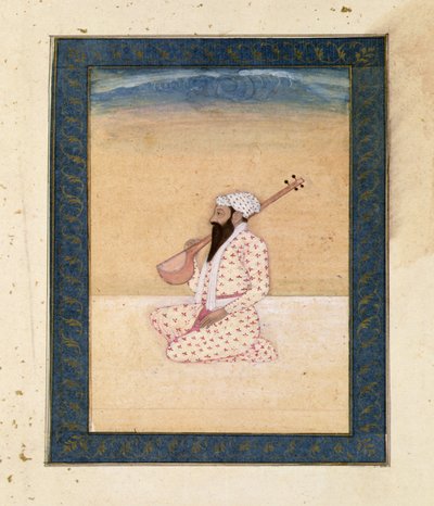 Un Suonatore di Tambura con la Barba, dal Grande Album Clive da School Mughal