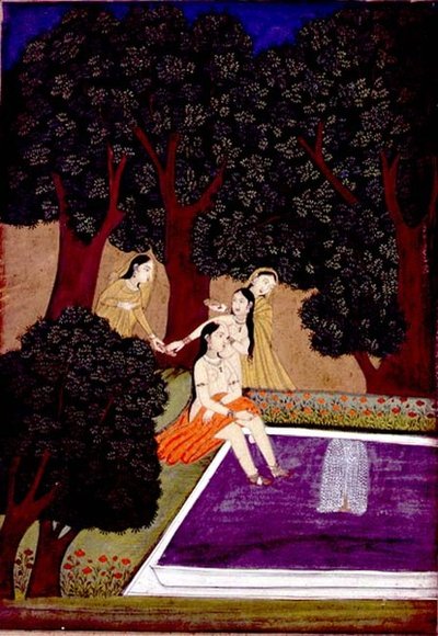 Una signora presso una piscina, Johnson Album IX, n.16, c.1780 da School Mughal