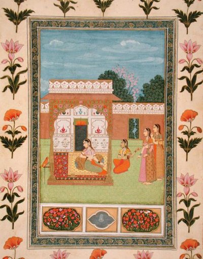 Signore presso un padiglione, dal Piccolo Album Clive da School Mughal