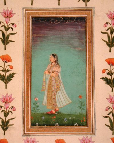 Signora che cammina tra i fiori, dal Piccolo Album Clive da School Mughal