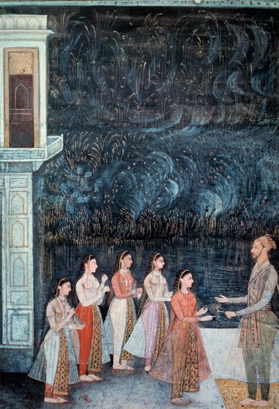 Scena di festa notturna alla corte di Shah Jahan da School Mughal