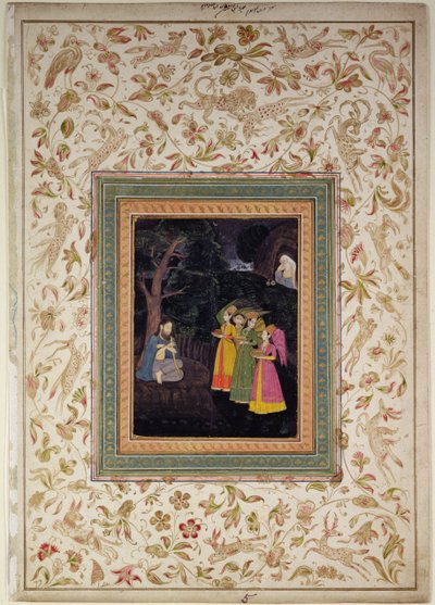 Sultano Ibrahim Adham di Balkh con Angeli, Johnson Album VI, no.5, c.1770-80 da School Mughal