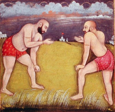 Due lottatori, inizio XIX secolo da School Mughal