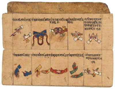 Un manoscritto Thyasapu con illustrazioni iconografiche di Mudra, Nepal da School Nepalese