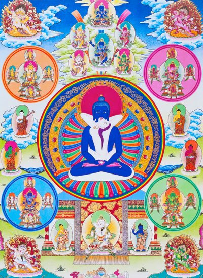 Immagine che raffigura Samantabhadra, insieme alla sua consorte, simbolo di unità con l