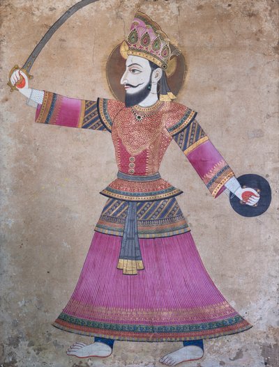 Ritratto di un re Malla in postura da guerriero da School Nepalese