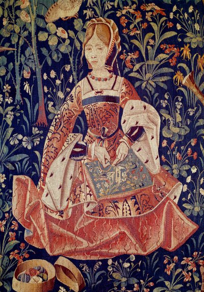 Arazzo di vita signorile: Ricamo (dettaglio) da School Netherlandish