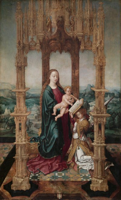 Vergine e Bambino sotto un baldacchino da School Netherlandish