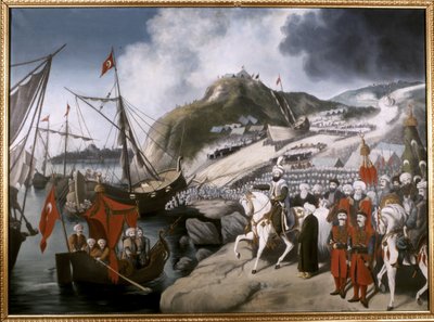 IMPERO OTTOMANO: Lancio delle navi del Sultano Mehmet il Conquistatore nel Corno d