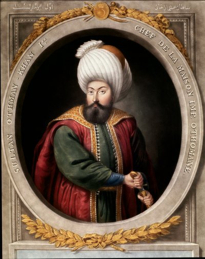 Impero ottomano: ritratto del primo sultano ottomano Osman I (1299-1326). Biblioteca di Topkapi Sarayi, Istanbul da School Ottoman