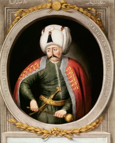 Ritratto del nono Sultano Ottomano Selim I detto il Terribile (1470-1520). Miniatura. Topkapi Sarayi, Istanbul da School Ottoman