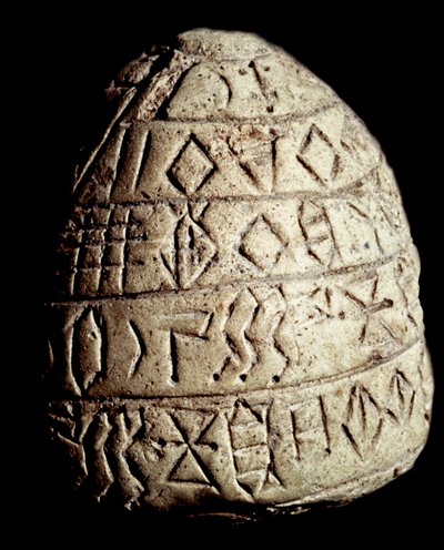 Frammento di cono in argilla; iscrizione in elamita lineare; III millennio a.C. da School Persian