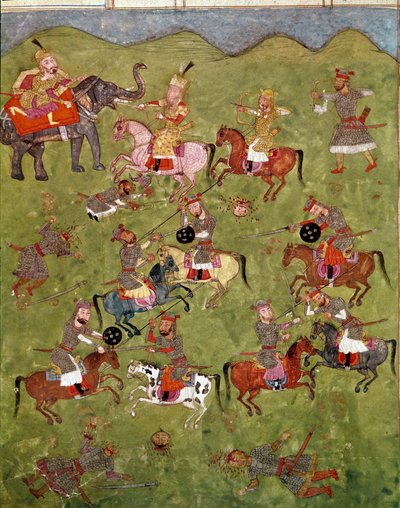 Arte islamica: scena di battaglia. Miniatura persiana da un manoscritto del poema epico Shahnameh da School Persian