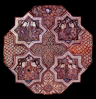 Arte persiana: frammento di un pannello di maiolica murale, da Damghan da School Persian