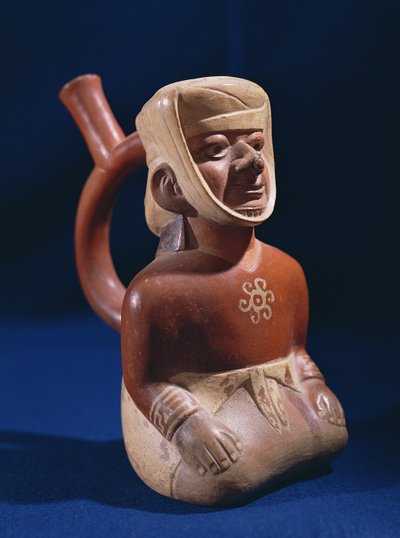 Vaso a forma di donna inginocchiata, Mochica, 200-800 d.C. da School Peruvian