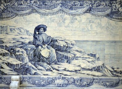 Enrico il Navigatore, seduto, guardando il mare - Azulejo dai dintorni di Lisbona (Sintra) da School Portuguese
