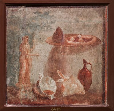 Statua di Dioniso, testa di capra e frutti, Ercolano da School Roman