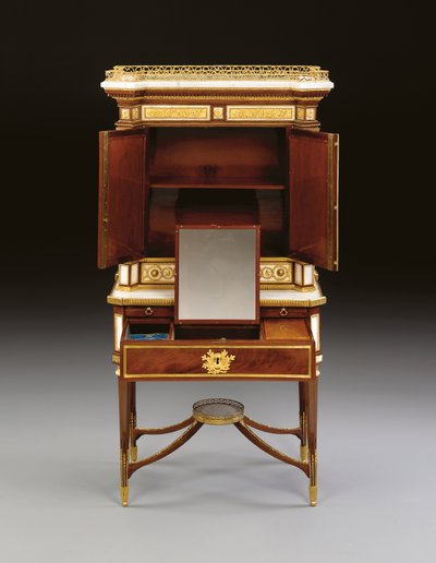 Bonheur du jour russo in marmo bianco e mogano con montature in bronzo dorato, c.1790 da School Russian