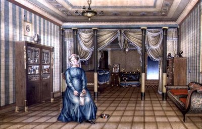 Una Zitella in un Interno di Salotto Neoclassico, c.1835 da School Russian