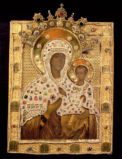 Icona della Vergine, Monastero di Smolenskaja, Mosca (tecnica mista) da School Russian