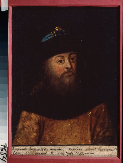 Ritratto del gran principe Vladimir II Monomaco di Kiev da School Russian