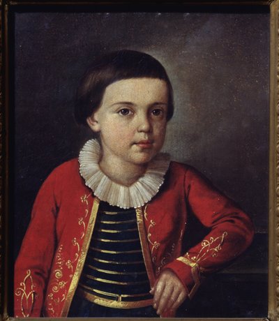 Ritratto del poeta Mikhail Lermontov (1814-1841) da bambino da School Russian