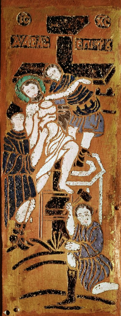 Arte russa, la crocifissione, smalto del XVI secolo, Madrid, Museo Lázaro Galdiano da School Russian