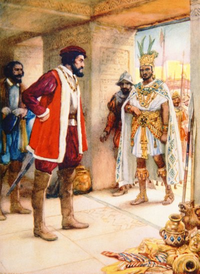 Hernan Cortes fa di Montezuma un ostaggio nel 1519 da School Spanish