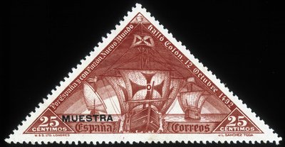 Francobollo spagnolo sulle caravelle di Cristoforo Colombo da School Spanish