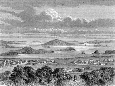 Veduta del porto di Auckland, illustrazione da 