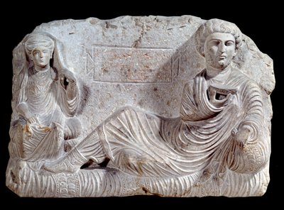 Rilievo funerario in calcare di Taime e sua moglie. da Palmira. 200 d.C. Parigi, Museo del Louvre da School Syrian