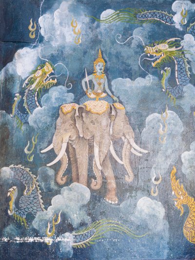 Affresco che raffigura una scena della vita di Buddha, tempio Wat Phra That Doi Suthep da School Thai
