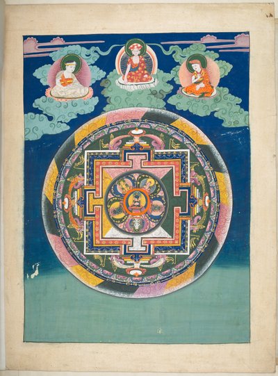 Uno dei 12 disegni che raffigurano divinità tibetane di un artista tibetano, probabilmente a Lhasa, c.1800 da School Tibetan