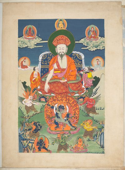 Uno dei 12 disegni raffiguranti divinità tibetane di un artista tibetano, probabilmente a Lhasa, c.1800 da School Tibetan