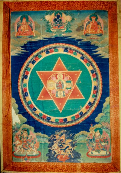 Mandala di vajravarami la dea danza (al centro) il suo nome significa "laia adamantina". Tibet da School Tibetan