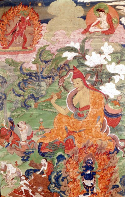 Il mago Abhayakava del Bengala, Thangka tibetana, Musée Guimet, Parigi da School Tibetan