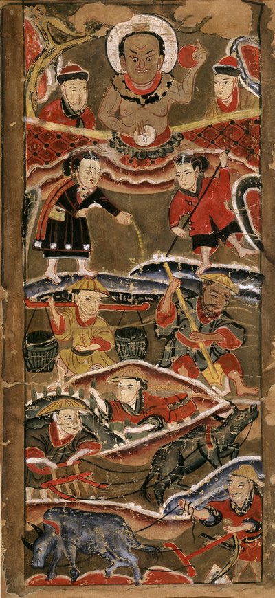 Re Hang Trong, genio agricolo, carta 70x35, Museo delle Belle Arti di Hanoi. da School Vietnamese