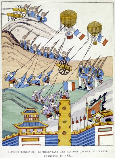 Poster tonchinese che raffigura i palloni prigionieri dell