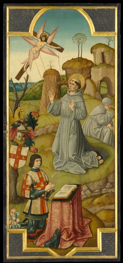 San Francesco riceve le stimmate; (verso) Cristo nel Giardino del Getsemani, circa 1470 da School of Amiens