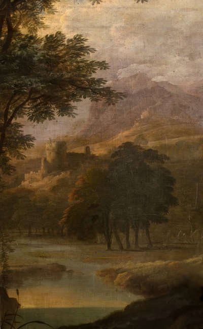 Paesaggio con castello in lontananza da School of Jacques Rousseau