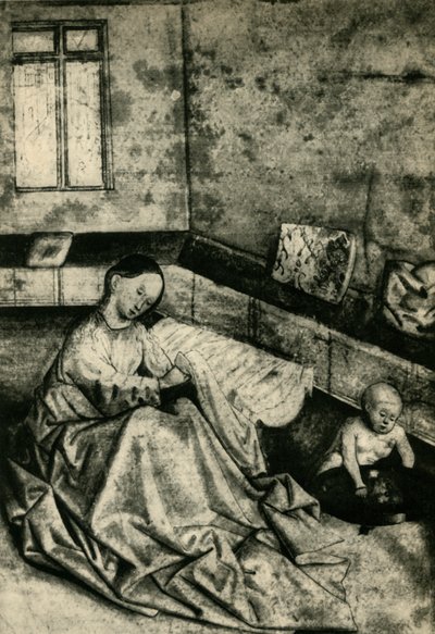 Madonna e bambino in un interno da School of Konrad Witz