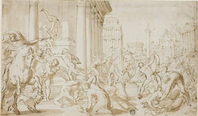 Massacro degli innocenti (recto); schizzi di figure (verso) da School of Nicolas Poussin
