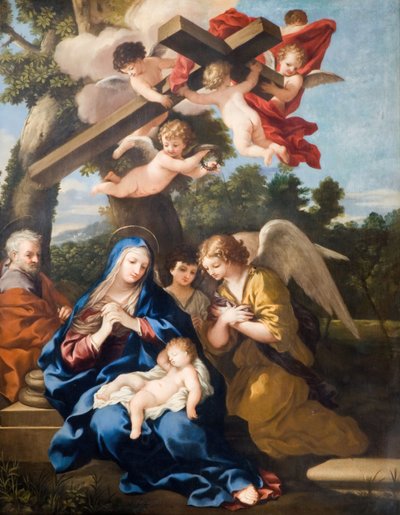 La Sacra Famiglia con angeli da School of Pietro Cortona